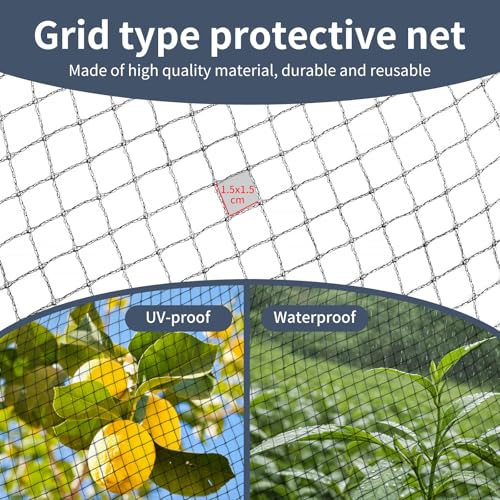 Garden Netting, 15ft x 30ft Black Bird Netting Heavy Duty,Rabbit,Large Bees,Squirrels, Deer,Chicken, Anti Birds, Cardinals,Animal Fencing for Fruit Tree & Vegetable Garden - size: 15ft x 30ft