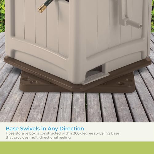 Suncast 225 ft. Swivel Hideaway Hose Reel with Hose Guide and Crank Handle, Mocha/Taupe - color: Mocha/Taupe