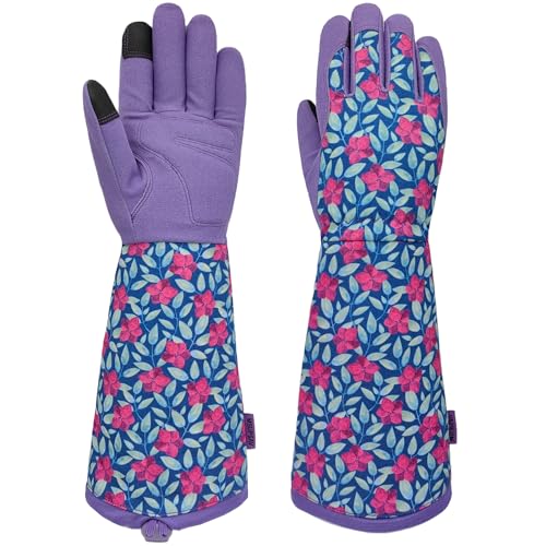 Thornproof Rose&Cactus Gardening Gloves,Gauntlet Garden Glove,Gifts - color: Purple, size: Large
