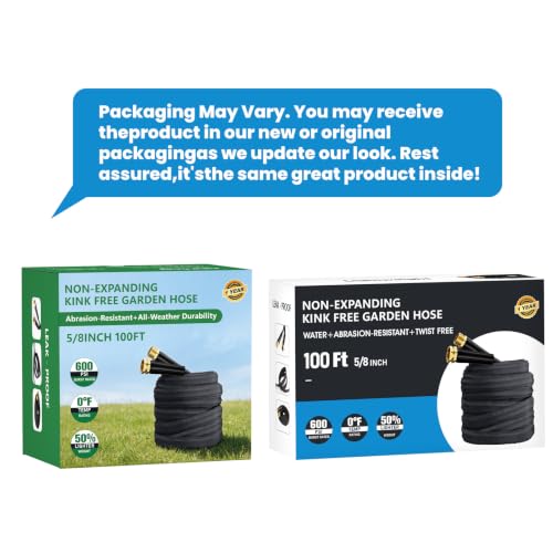 100 FT Garden Hose, Non-Expanding Water Hose, Ultra Flexible, Burst-Resistant, Kink-Free, High-Pressure Garden Hose for Easy All-Weather Use on Lawns, Gardens, and Outdoor Cleaning - size: 100ft