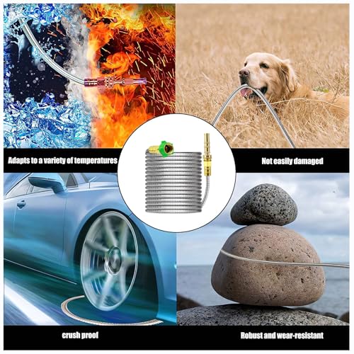 Retractable Metal Water Hose100ft, 304 Steel Expandable Garden Hose