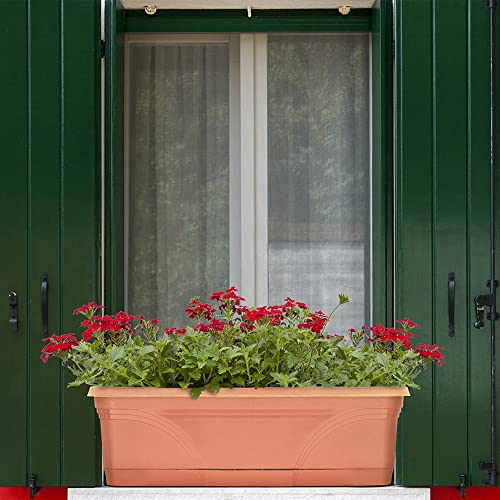 Southern Patio Medallion Windowsill Box Planter, Terracotta, 36 in, 2-Pack