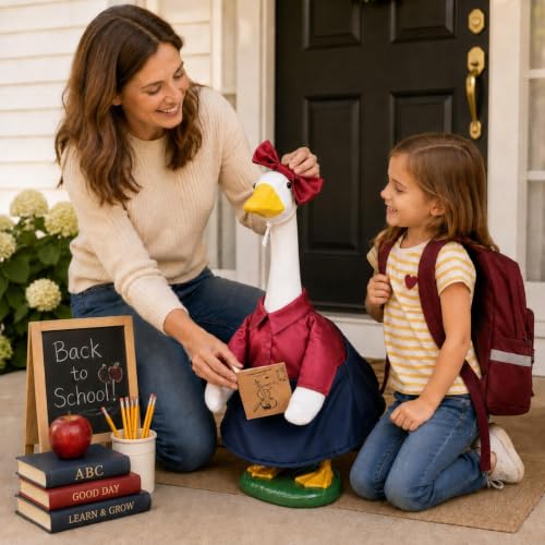 Back to School Porch Goose Outfit Teacher Costume for 23-Inch Goose Statue - color: Back to School Girl