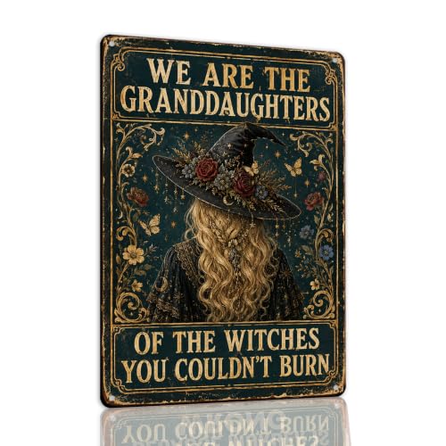 Halloween Metal Art Sign Granddaughters of Witches Wall Decor - color: 03A