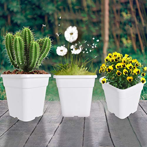 Square Nursery Pots Plant Pots Grow Pots Nursery Container Replacement for Planting Soil Plants 5 Gallon 10Pcs - color: White, size: 5 Gallon