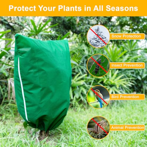 86.6" W X 97.5" H Plant Covers for Winter Freeze Protection, Frost Protection Covers for Outdoor Plants, 2.2 oz/yd² Tree Covers with Double Zipper Heads & Drawstring Design for Winter, 1 Pack - size: 86.6" W X 97.5" H
