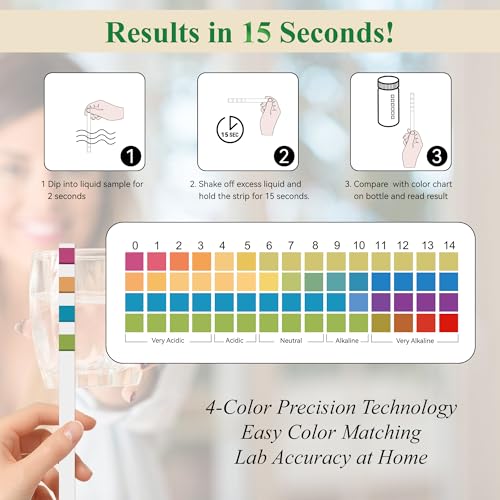pH Test Strips 0-14, 150CT Universal Litmus Paper pH Tester Kit for Liquid