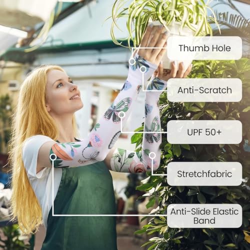 Gardening Sleeves for Women Farm Sun Protection Thorn Proof Cooling Arm Sleeves to Cover Arms for Garden Sports