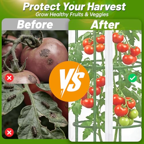 3Pcs 15" x 55" Garden Bird Netting Plant Cover for Round Plant Cage - size: Round Cage CoverS(Cover Only)