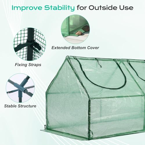 BPS 6x3x3 FT Mini Greenhouse with Roll-Up Zipper Windows, Green PE - color: Green, size: 6x3x3 FT