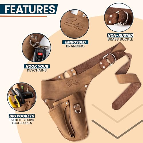 Leather Garden Utility Belt for Women - Florist Tool Holster, Gardening Apron - Gift Box Included, Hammer Holder - size: Right