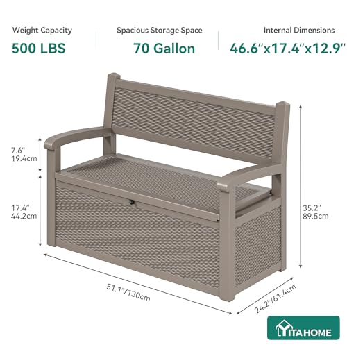 YITAHOME 70 Gallon Deck Bench with Storage - color: Brown, size: 80Gallon