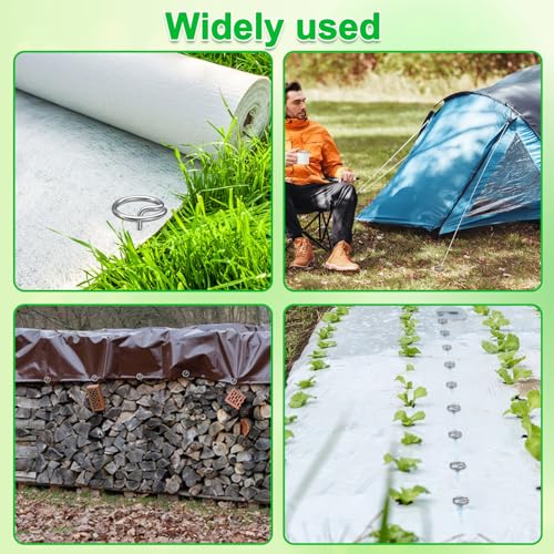60 Pcs 6-Inch Heavy-Duty Galvanized Landscape Staples – Thickened 8 Gauge Circle Top Pins, Rust-Resistant for Weed Barrier, Landscape Fabric, and Garden Projects - size: 6 in 60 PCS