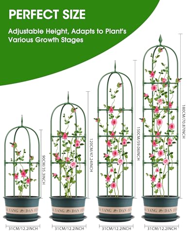 Trellis for Climbing Plants Outdoor, 6FT Garden Obelisk Rustproof PE Coated Metal Potted Plant Climbing Support, Thickened Tube Plant Tower Trellis for Clematis Vine Support Indoor (1 Pack) - size: 1 Pcs(6 FT)