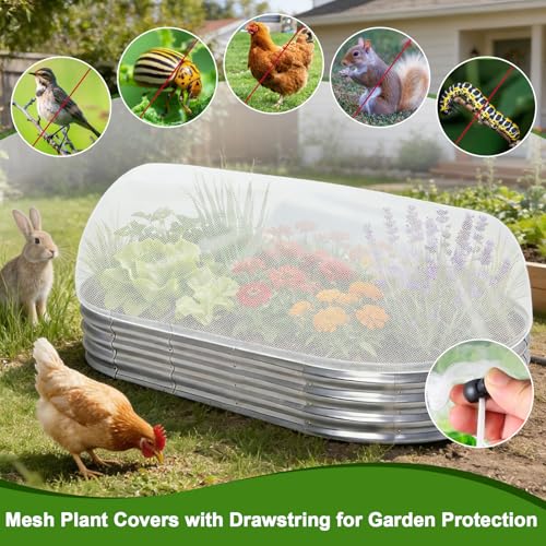 2 Pack Taller Garden Netting for 4x2FT Raised Beds with 10 Secured Clips - color: 4×2×1ft