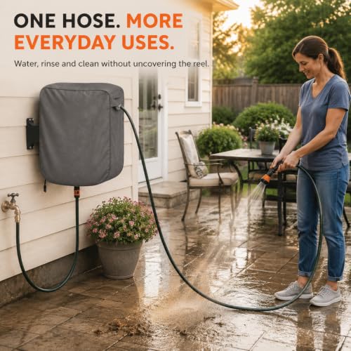 Wall Mounted Hose Reel Cover 26x11x18in 420D Waterproof - color: Retractable - Hose Reel Wall-mounted Cover