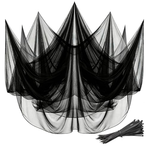 Mosquito Netting,10x50 FT Mosquito Mesh Net,Insect Bird Bug Screen for Patio Garden Vegetables Fruits Protection,Black Bed Curtains with 100 Pcs Straps