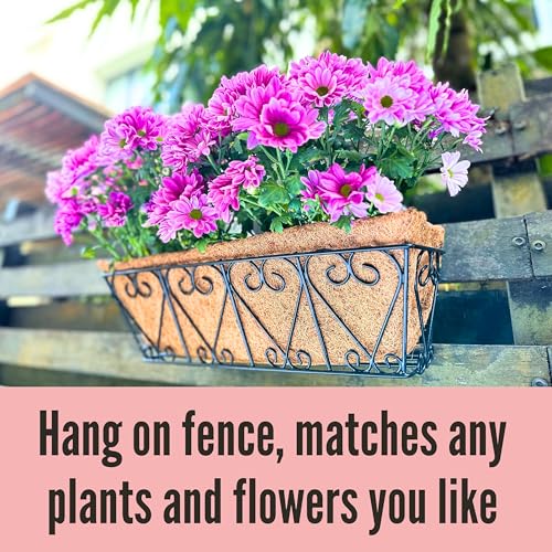 LaLaGreen Wall Planters for Plants (16 in, 4 Pack) Black Metal Flower Box - size: 16" (41cm)x4 Pack
