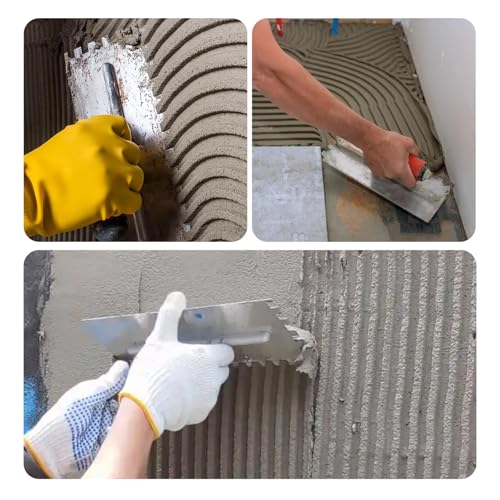 Square Notched Tile Trowel Set, with Rubber Grout Float and Grout Sponge - size: Trowel and Float Set