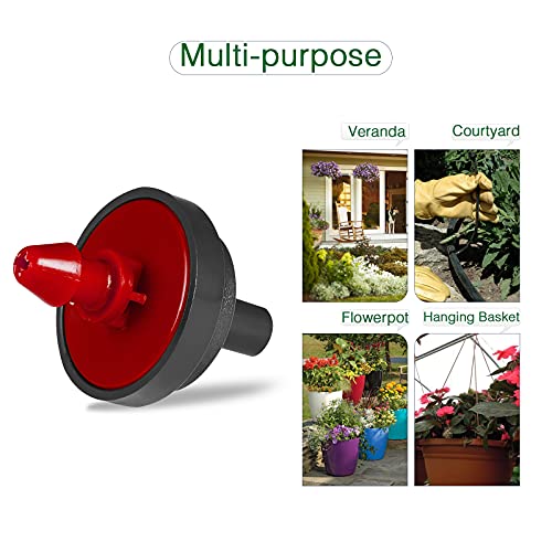 1/2 GPH Drip Emitters, 1/2 GPH Pressure Compensating Drip Emitters Maintain Constant Flow, 1/2 GPH Drip Irrigation Emitters, 50 Per Bag, Red/Black