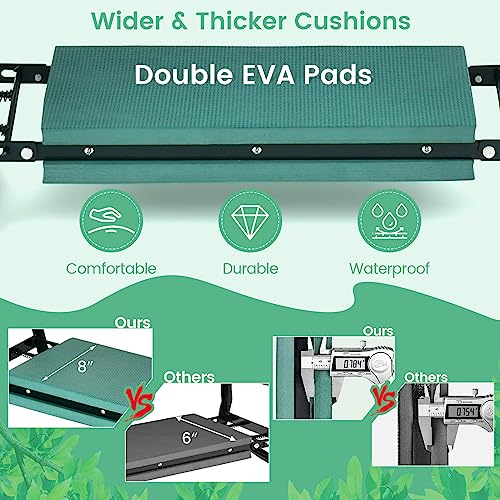 IRONMAX Foldable Garden Kneeler and Seat with Wide Soft Foam Pad, Green - color: Green, size: 16”L×8”W