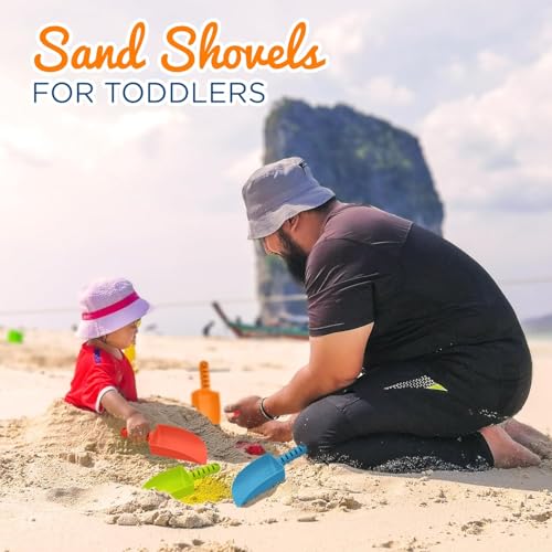 4E's Novelty Sand Shovel for Kids Bulk, 12 Pack Heavy Duty Plastic Beach Shovels - for Planting, Toddler Digging & Garden Tool, Sandbox Toys, End of Year Student Gifts from Teacher
