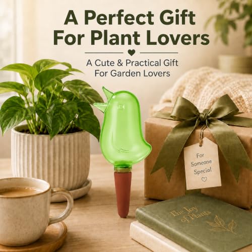 4 Pack Self Watering Spikes for Indoor Plants, Plant Watering Devices with Bird Shape, Automatic Irrigation Spikes for Potted Plants, Vacation Plant Waterer System (Green) - color: Green