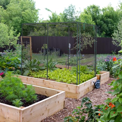 Ohuhu Crop Cages for Garden Plant:6.6x3.9x5.3 Ft Plant Protection Tent with Zippered Door, Raised Bed Cover, Garden Bed Cover with Frame, Wind-Resistant Plant Cages for Outdoor Plants - size: 6.6' x 3.9' x 5.3'