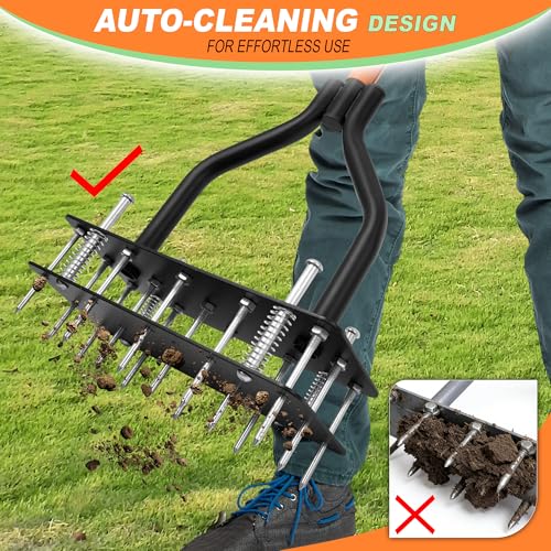Lawn Aerator Tool, Manual Lawn Aerators with Padded T-Handle