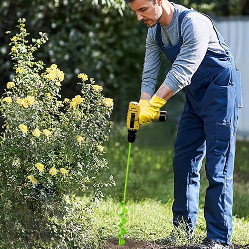 3" x 24" Garden Auger Drill Bit for Planting and Post Hole Digging - Upgraded Spiral Design, Solid Shaft - Hex Driver Drill Compatible - color: 3"x24"-Green