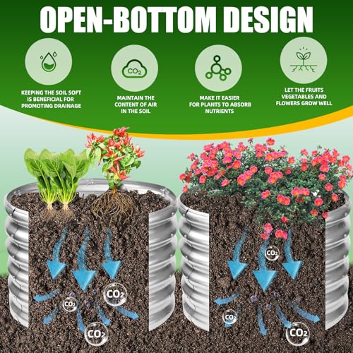 TBMLC 17" Tall Elevated Round Metal Raised Garden Bed Silver,2 FT Diameter - color: Silver, size: 2FT Diameter