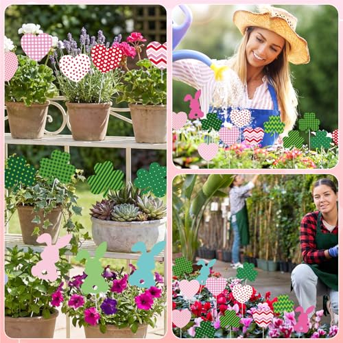 Amyhill 18 Pcs Garden Decor for Outside Heart Metal Garden Stakes
