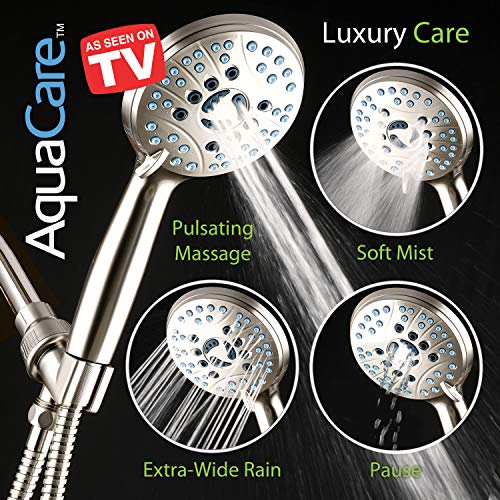 AquaCare 8-mode High Pressure Handheld Shower Head with 2-mode Power Wash - color: Satin Nickel, style: 2.5 Gallon Per Minute