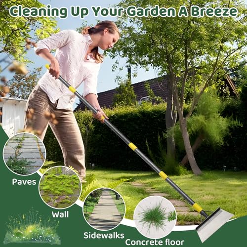 Garden Flat Shovel,74" Floor Weeding Scraper for Driveway Sidewalks, Floor Ice Snow Removal Tool for Outdoor Garden, Multifunctional Graden Shovel for Lawn Edging Weeding Chopping - size: 74"