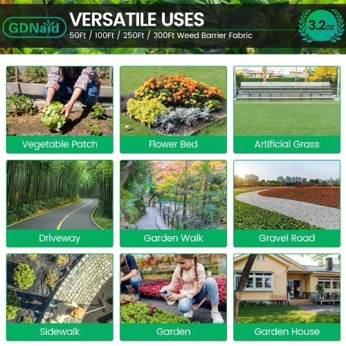 3ftx100ft Weed Barrier Landscape Fabric Heavy Duty, 3.2oz Weed Barrier Fabric, Easy Setup Woven Garden Landscaping Fabric - size: 3.2oz-3x100ft