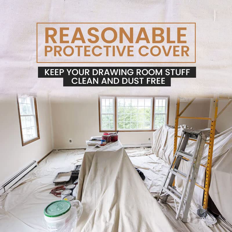 Canvas Painters Drop Cloth (Size 4 x 5 Feet - Pack of 1) - Pure Cotton Paint Drop Cloth for Painting, Curtains, Furniture & Floor Protection - All Purpose Thick Canvas tarp with Double Stitched Edges - size: 4' x 5' Pack of 1