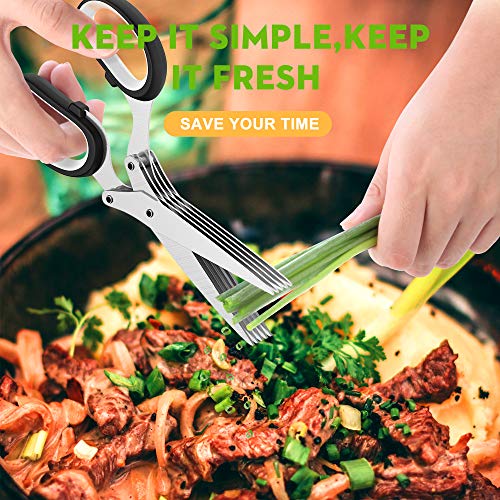 Herb Scissors with 5 Blades and Cover, New Kitchen Gadget 2026 - color: Black