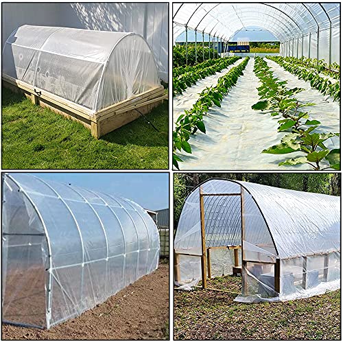 Yowlieu 10' x 26' Clear Greenhouse Plastic Sheeting, 6 Mil UV Resistant Polyethylene Greenhouse Film Hoop Green House Plastic Cover for Farms, Agriculture, Garden - size: 10' x 26' - 1 PCS