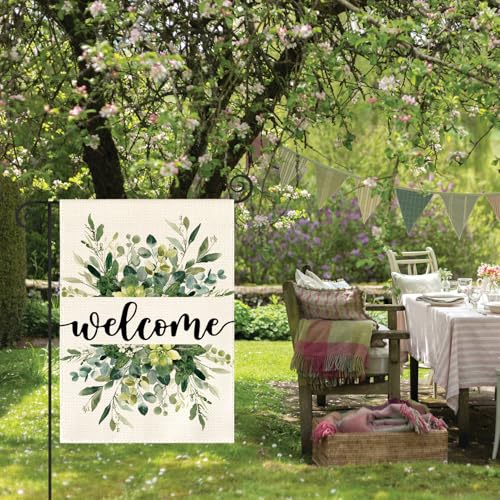 AVOIN colorlife Spring Summer Floral Welcome Garden Flag Outside 12x18 Inch - size: Garden Size-12 x 18"