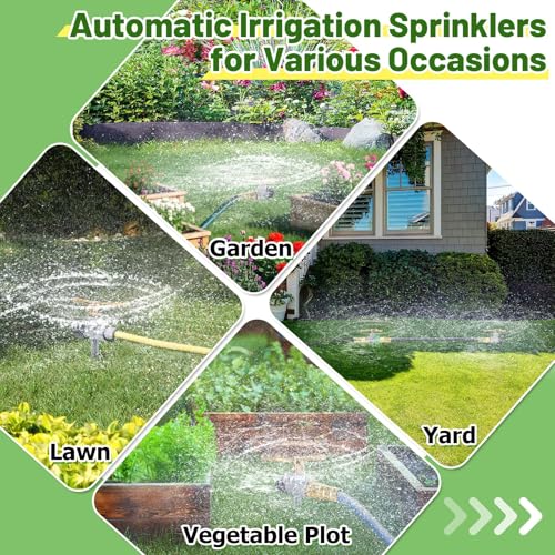 Acostop 2 Pack Aluminum Alloy Lawn Sprinkler with 3 Arms Brass Nozzle