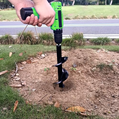 Auger Drill Bit for Planting - 3.5"X16" Heavy-Duty Garden Auger Spiral Drill Bit - Bulb Planter Tool & Auger Post Hole Digger - 3/8" Hex Drive Drill - size: 3.5"x16"(Black)