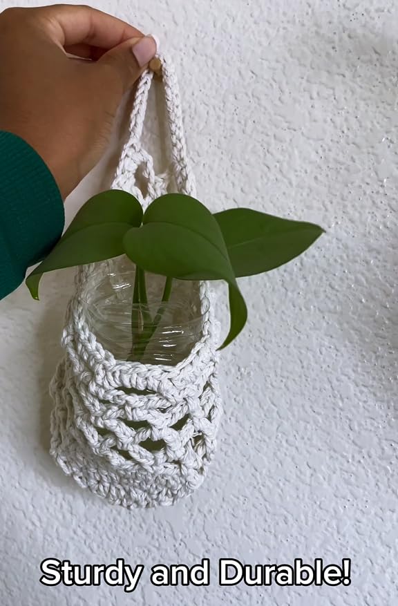 4 Pack Macrame Wall Plant Hanger for 6" & 4 in, Small Hanging Plant Basket - color: Beige X 4pc