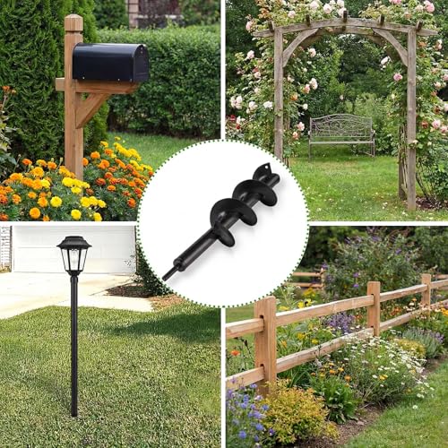 4 x 16'' Heavy Duty Auger Drill Bit for Planting, Black - color: Black