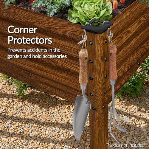 Best Choice Products 72x24x30in Non Toxic Galvanized Raised Garden Bed, Metal Elevated Planter Box, Vegetable Garden, 100% Non Toxic Materials - Dark Brown Wood Grain - color: Dark Brown Wood Grain, size: 72x24x30in