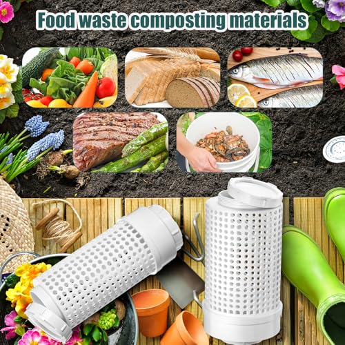 Blosssound 4 Pcs Inground Worm Composter Outdoor Farm Compost Bin Reducing Food Waste Composting Systems Sustainable Worm Composter for Raised Garden Beds at Home