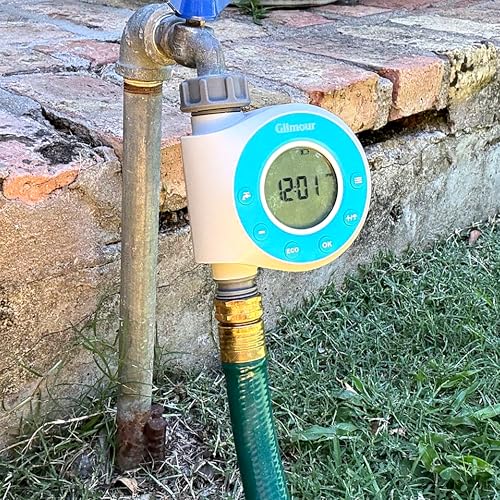 Gilmour Single Outlet Water Timer for Garden Hose, Programmable Automatic Watering System, LCD Screen, Rain Delay, Battery Operated - size: Single Outlet