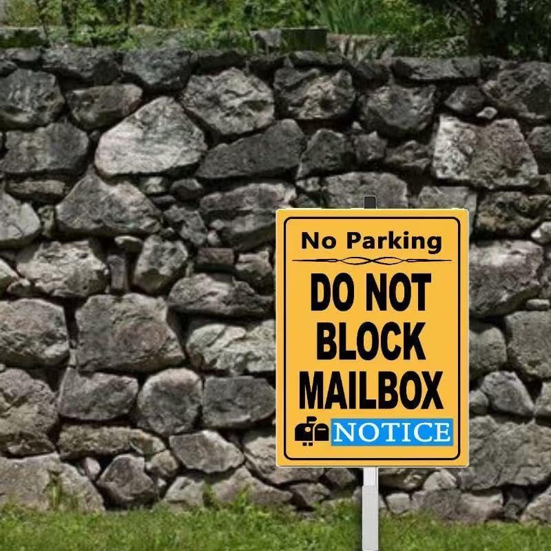 Do Not Block Mailbox Parking Yard Sign with Stakes,Rust Free Aluminum(8 * 12in),No Parking In Front of Mailbox Sign,No Truck Warning Road Signs - color: Do Not Block Mailbox