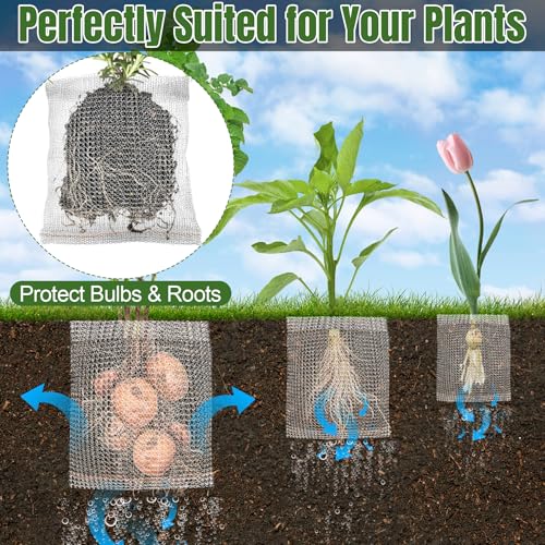 8 PCS 10 Gallon Root Guard Gopher Proof Wire Baskets, Stainless Steel Gophers Moles Voles Proof Mesh Baskets, Underground Cages for Protecting Plant Roots, Trees, Flowers, Crops, Tubers - size: 10 Gallon X 8 PCS