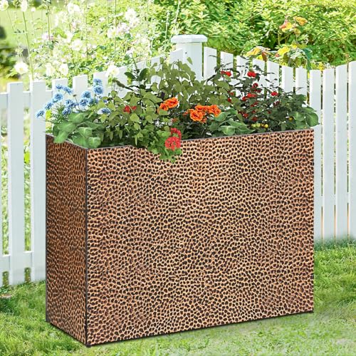 BAYN Large Rectangular Metal Garden Block Planter Box 32x12x24 Inch - color: Bronze