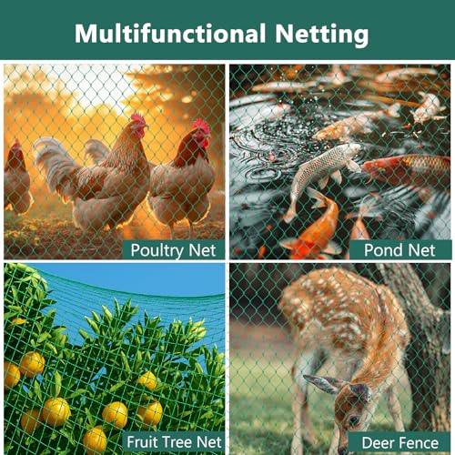 Bird Netting for Chicken Coop, Poultry Netting Over Chicken Run & Chicken Pen, Heavy Duty Nylon Nettings Reusable, UV-Resistant, Garden Netting Aviary Net Fruit Tree Nettings - size: 1.57''-13.12' x 32.81'